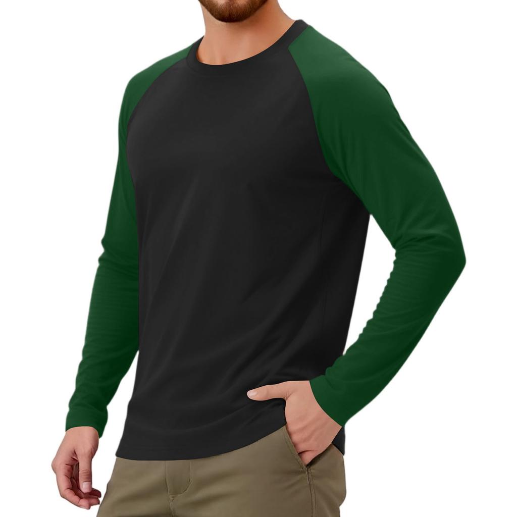 Pánské sportovní tričko s dlouhým rukávem raglánového střihu v kontrastních barvách