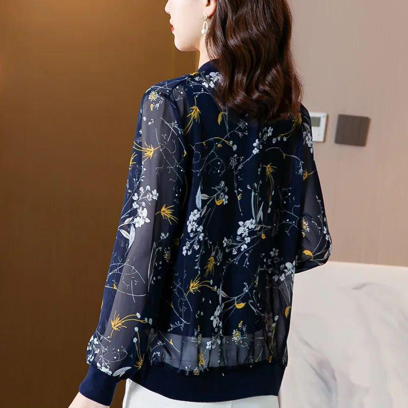Women's Chiffon Printed Sun Protection Long Sleeve Air Conditioning Shirt - 2025 Summer Petite Thin Jacket