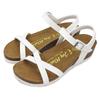 Joy Walker Women's Wedge Sandals with Cross Strap and Heel, Velcro Closure, Summer Comfort, Size 37 (23.5cm), White (1469P)