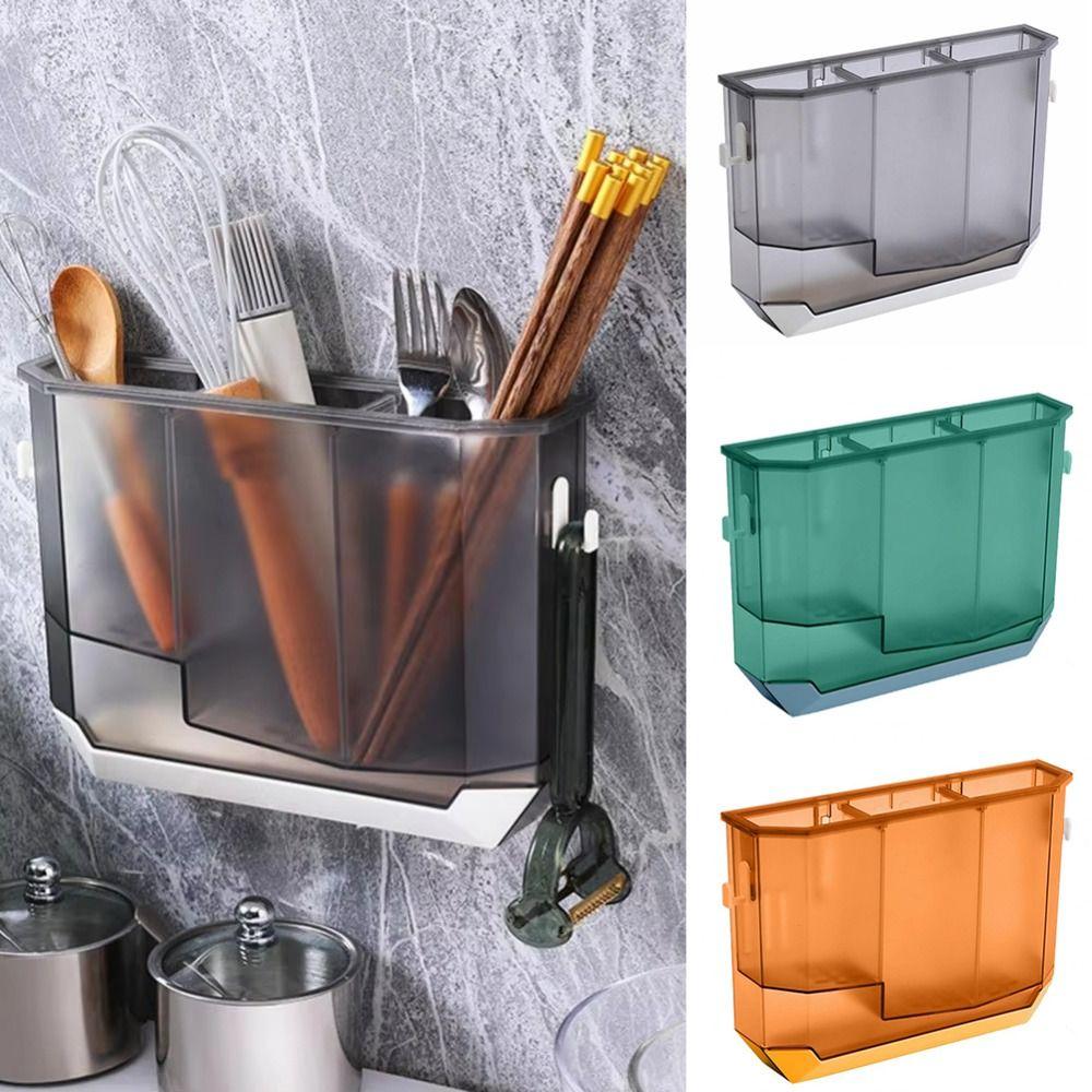 Space Saving Integrated Draining Shelf Plastic Chopstick Holder Tableware Storage Rack  Spoon