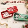 Small Jewelry Holder Christmas Sardine Tin Shaped Box, Portable Travel Jewellery Storage Case with Can Box Fish Bone Divider, Mini Necklace