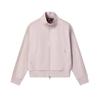 White Loose Fit Stand Collar Solid Color Zip Knit Long Sleeve Jacket Women Jackets F11W623501F-PK