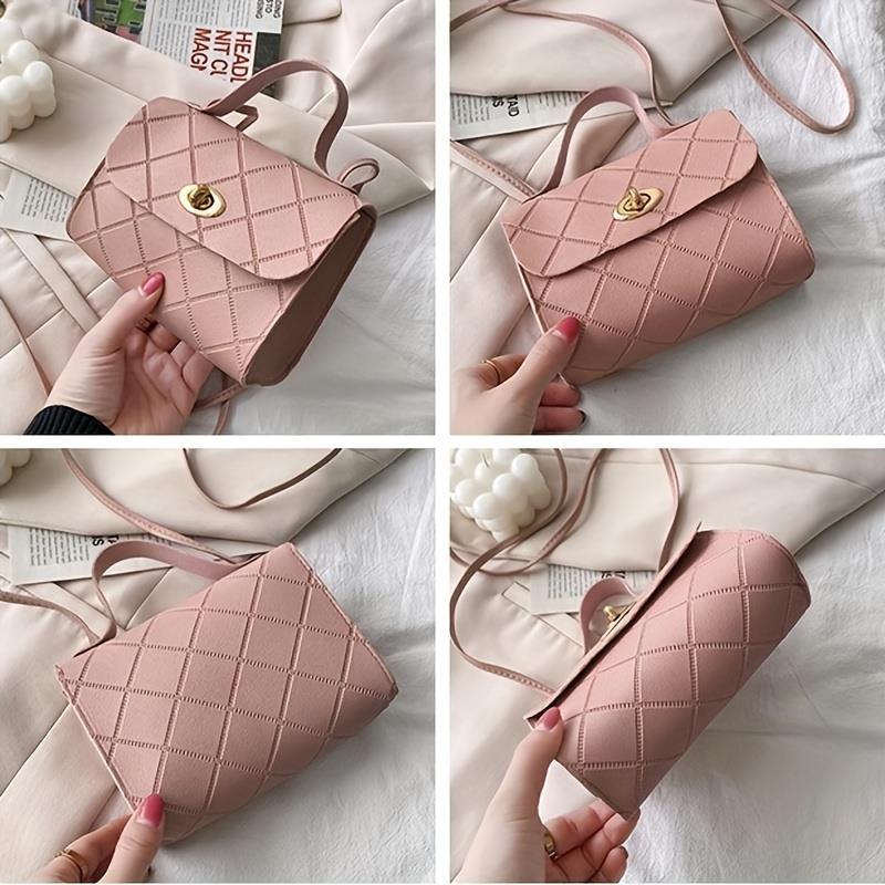 Chic Quilted Crossbody Bag for Women Adjustable & Detachable Strap, Twist Lock Closure Versatile for Casual & Formal Occasions, Crossbody Purse,