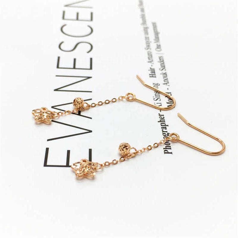 Purple Gold Mori Hollow Flower Earrings Bead Gold Plated Rose Gold Long Earrings