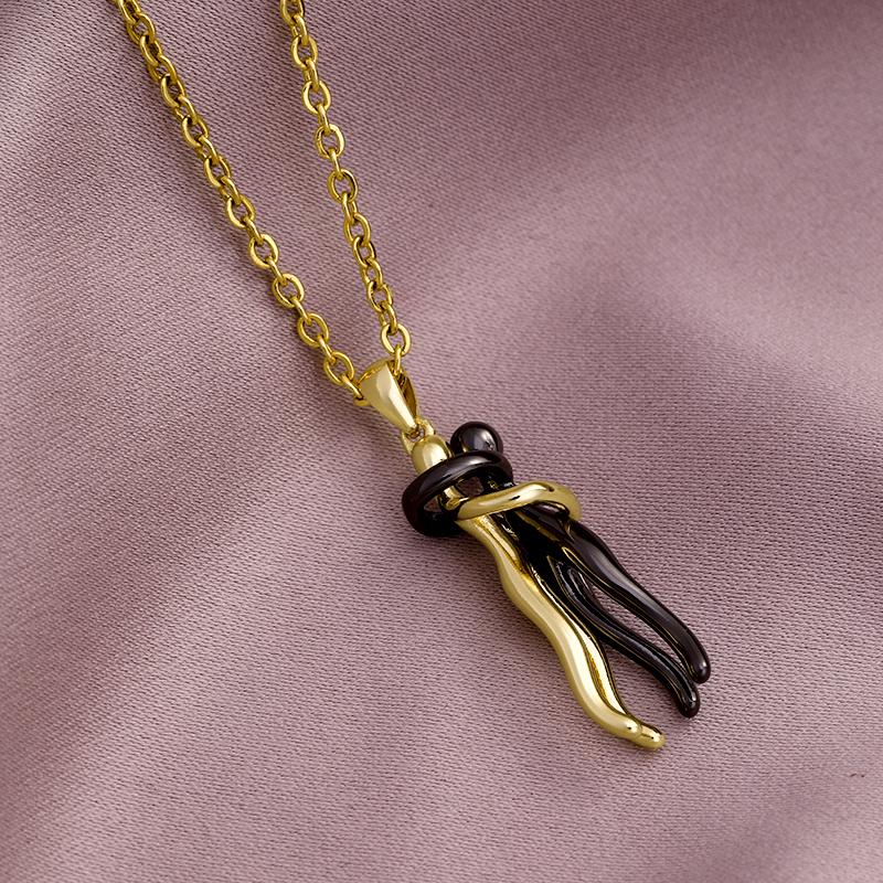 Fashion Stainless Steel Chain Gold Plated Copper Lovers embrace Pendant Necklace Charm Female Party Birthday Anniversar Jewelry