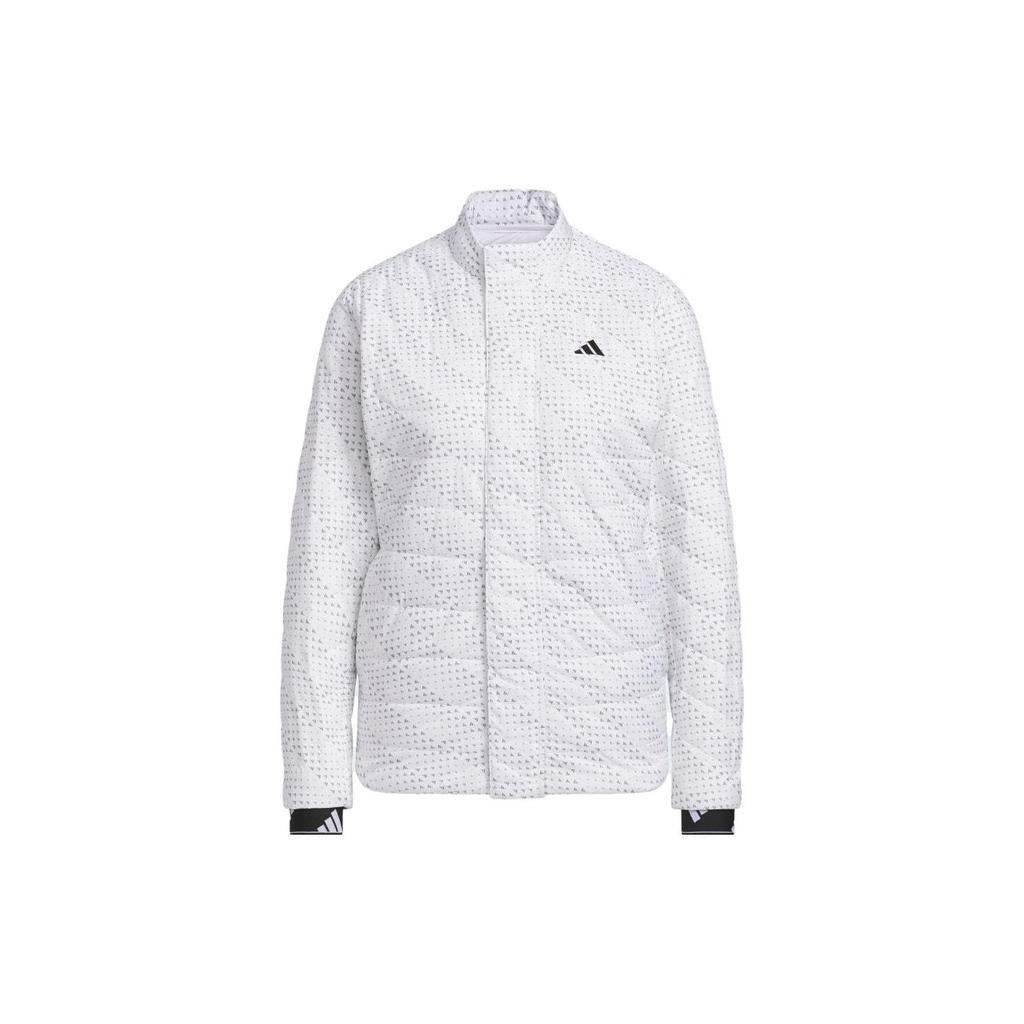 Adidas Solid Color Round Neck Pattern Printed Jacket Women Jacket White IA2782