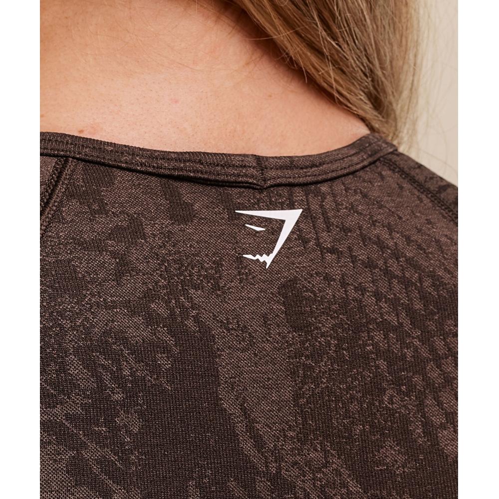 Gymshark Adapt X Whitney Animal Top Crop Fără Cusături Maro B3b2h Nc4g