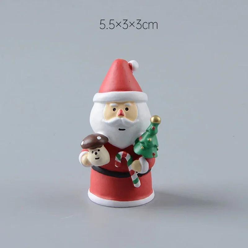 Christmas Tree Santa Claus Trailer Sled Elk Snowman Mini Figures DIY Desktop Home Landscape Decoration Model Toys for Christmas