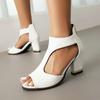 Sandali Estivi Bocca di Pesce Taglia Grande 43 Zip Posteriore 40 Tacco Alto Scarpe da Donna 18H1 Bianco Nero Rosso