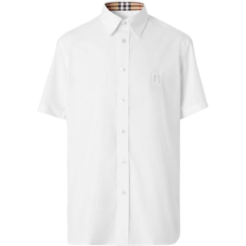 Burberry FW22 Men Logo Embroidery Single-Breasted Short Sleeve Shirt White 80618641