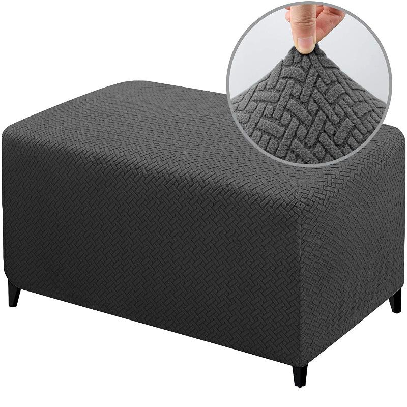 Jacquard Ottoman Cover Stretch Durable Footstool Cover Bench Stool Cover Washable Furniture Protector Stool Cover