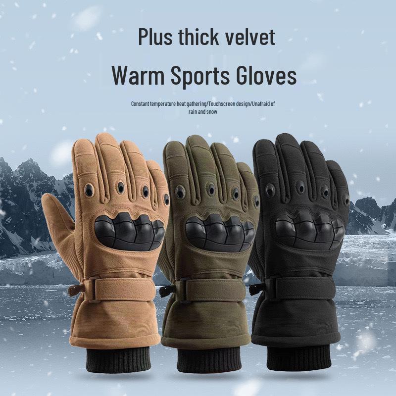 Men's Fleece-Lined Touchscreen Tactical Gloves: Winter Windproof Non-Slip Gloves for Outdoor Sports, Cycling, and Motorcycling.