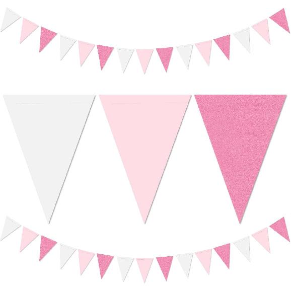 Silver Black Gold Party Decorations - 2Pcs Paper Pennant Banner Flags Men Birthday New Years Eve Retirement Graduation Anniversary Classroom Office