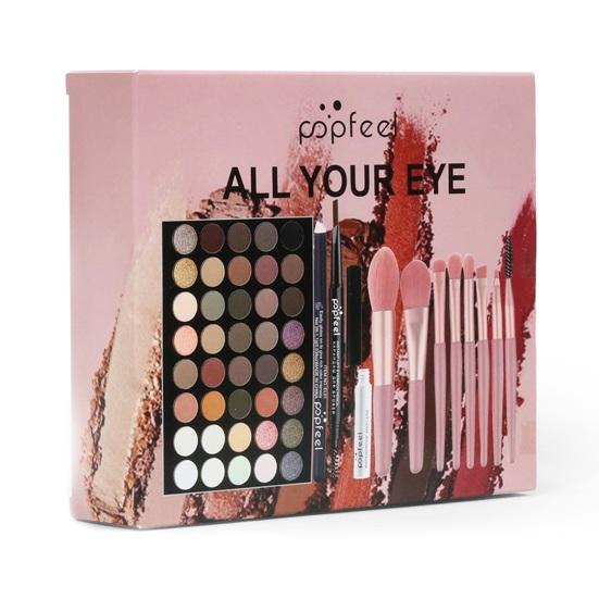 1 Set 40 Color Eyeshadow Palette Mascara Eyeshadow Brush Eyeliner Eyebrow Pencil Combo Set Beginners Shading Contouring Full Face Eye Make Up Tool