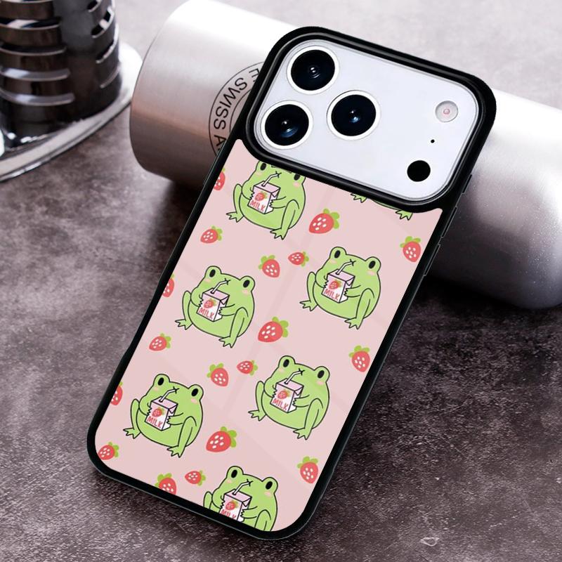 Cottagecore Fruit Strawberry Frog Phone Case For iPhone 17 16 15 14 13 12 11 Pro Max Plus 17Air Soft Silicone Cover