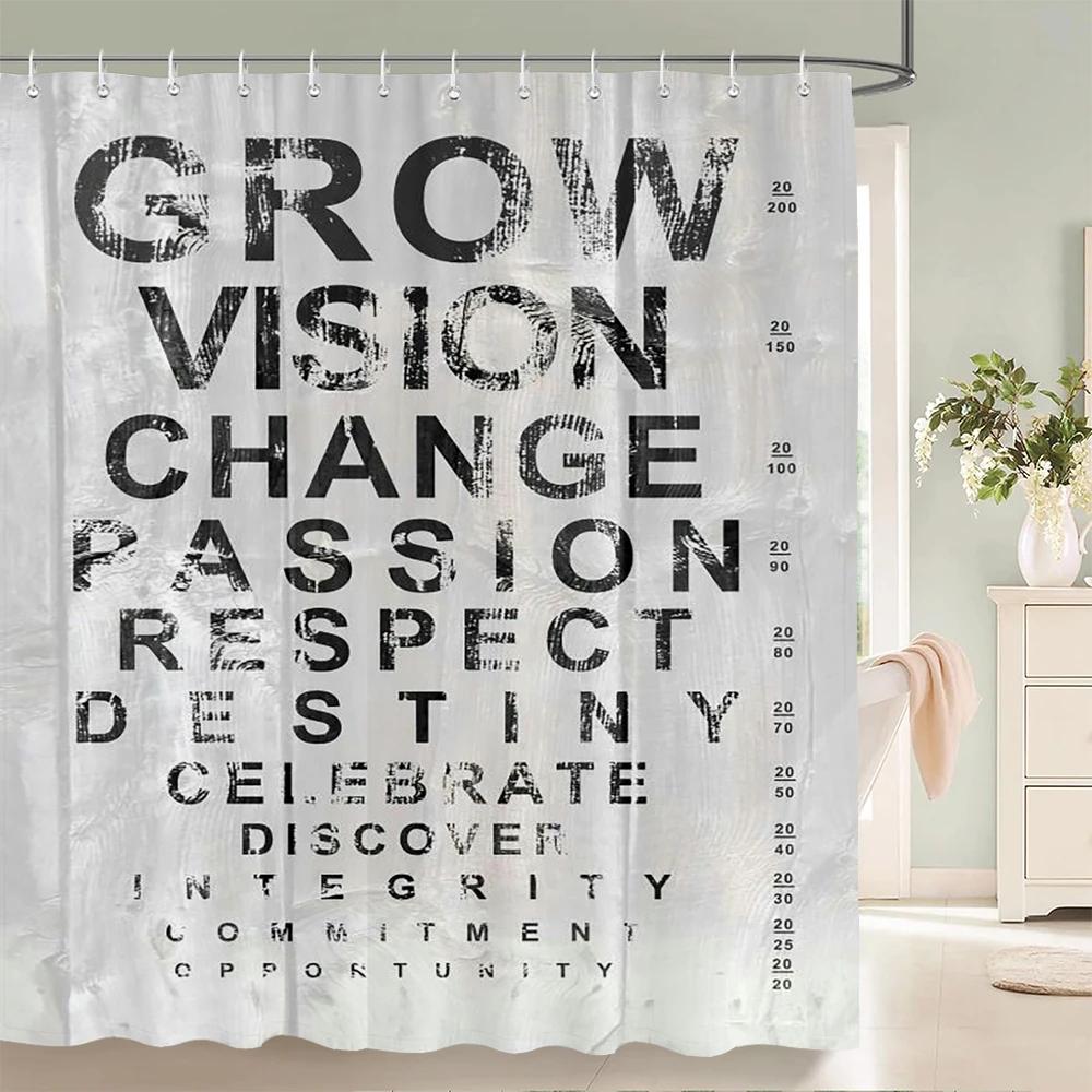 Vintage Style Retro Wood Word Bath Curtain Waterproof Fabric Shower Curtains Personality Bathtub Screen for Bathroom Home Decor