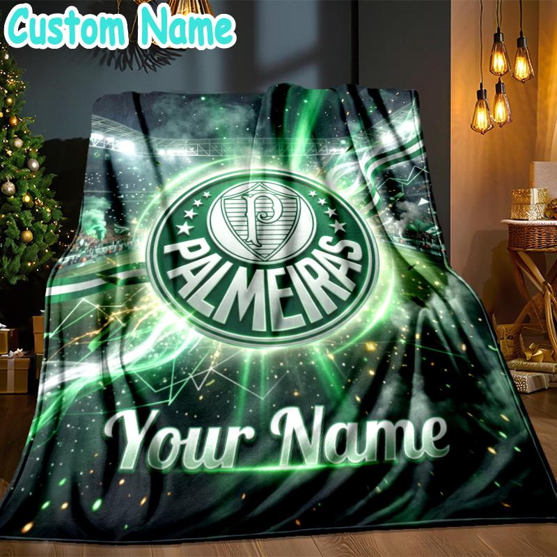 Custom Name Sociedade Esportiva Palmeiras Throw Blanket - Perfect for Couch, Bed, Office, and outdoor Travel - Ideal Gift for Christmas & Holidays