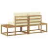 Outdoor End Sofa with Cushions 2 Pieces White Solid Acacia Wood