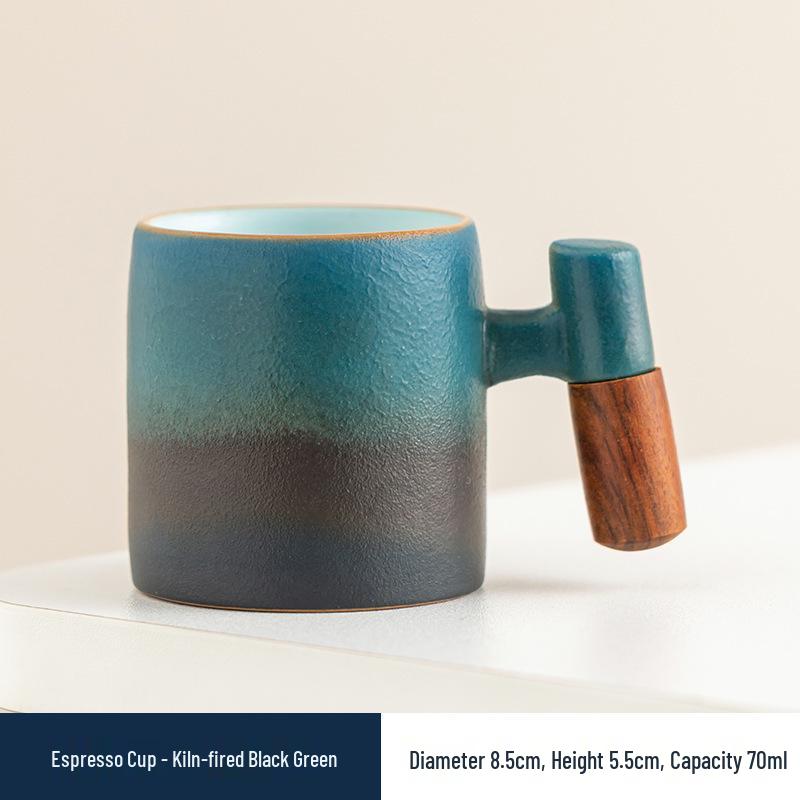 Small Gongfu Tea Set: Ceramic Tea Cup with Wooden Handle - Anti-Scalding for Tea Tasting