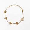 Luxury Zircon Four-Leaf Clover Bracelet with Water Drop Diamond in Titanium Steel