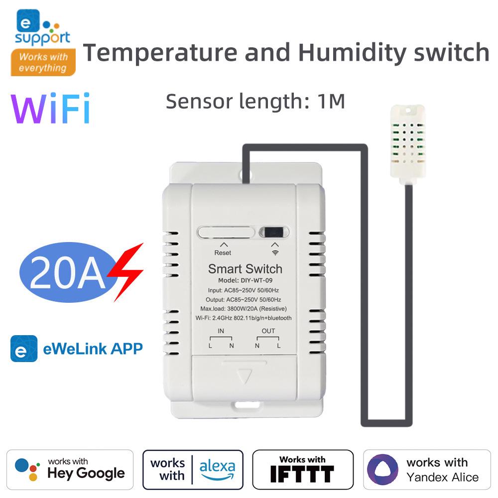 eWeLink Smart Temperature & Humidity Switch, Compatible with Alexa & Google Voice