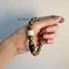 Natural Green Sandalwood Buddha Lion Wood Carving Black Ebony Cool Touch Bracelet Couple Vintage Style