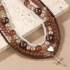 Punk Style Geometric Necklace With Heart Pendant And Pearl Layering For Womens Daily Wear