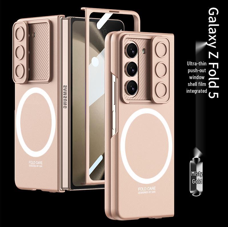 

Samsung Zfold6 Folding Skin-Feel Phone Case with Sliding Lens Cover, Full Coverage Hard Shell SM-Fold5