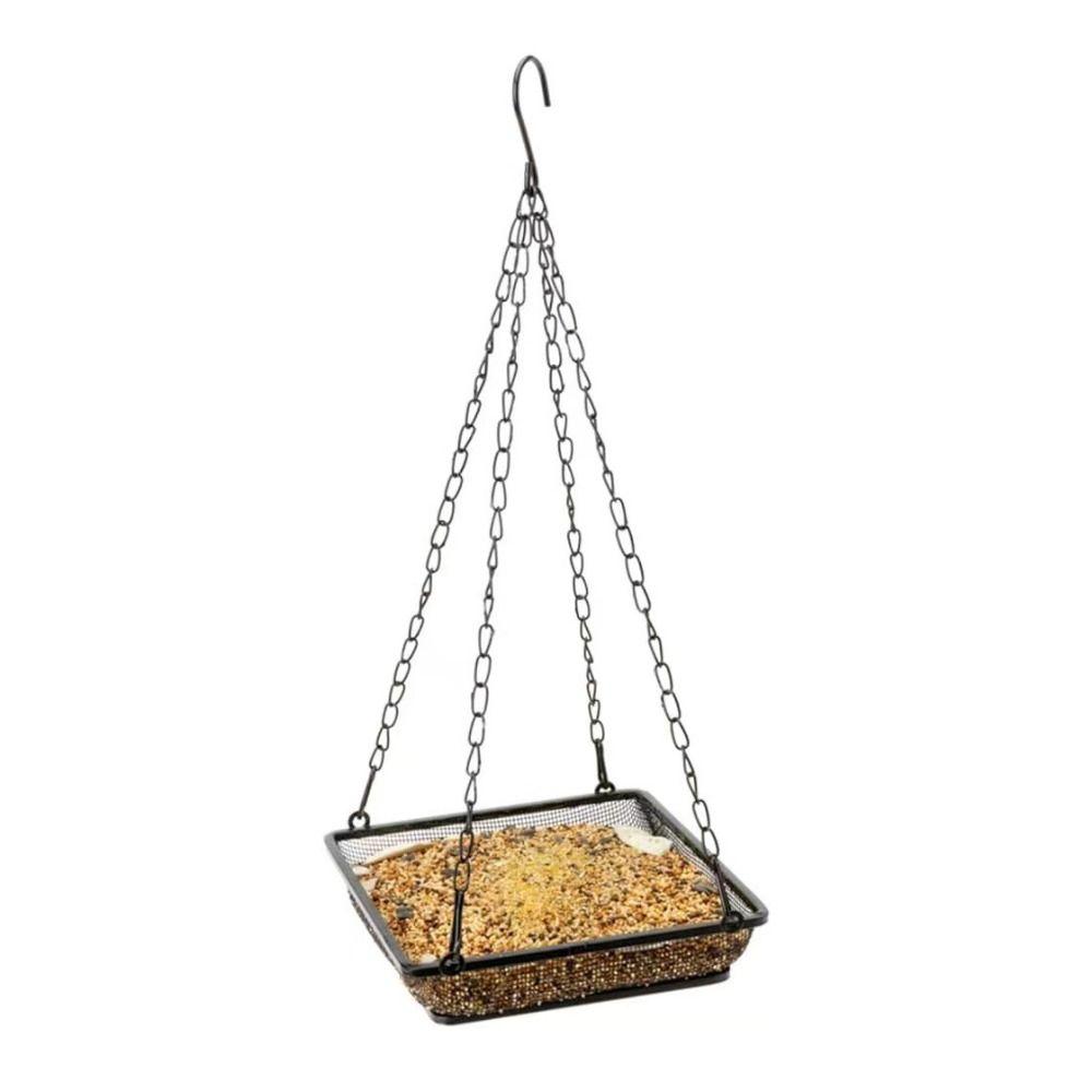 Square Bird Suspended Feeder Large Capacity Bird Chain Tray Hanging Bird Feeder  Balcony