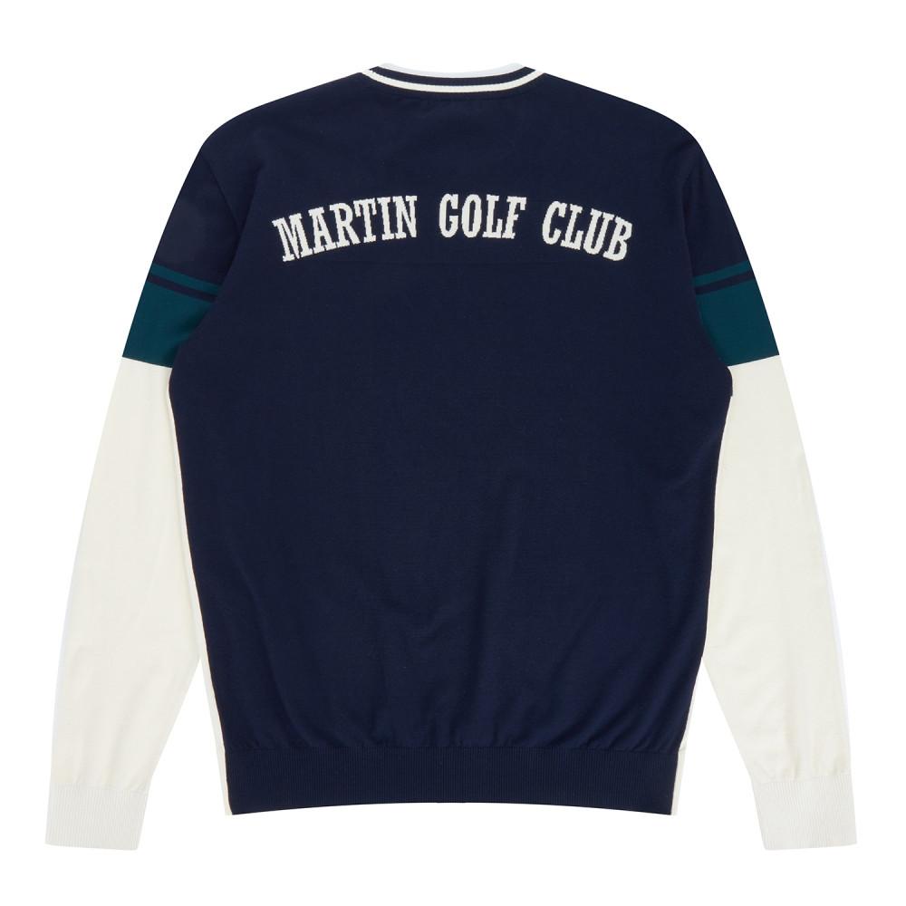 MARTINE GOLF Color Block Crew Neck Sweater_Navy (Men)