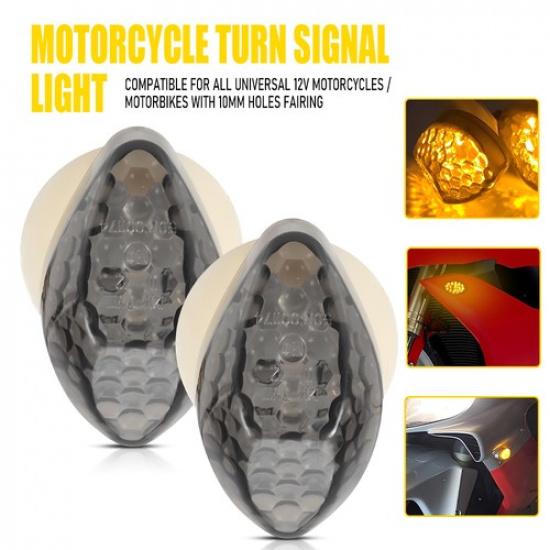 2x Universal Motorcycle Flexible LED Turn Signals Amber Lights Blinker Indicator