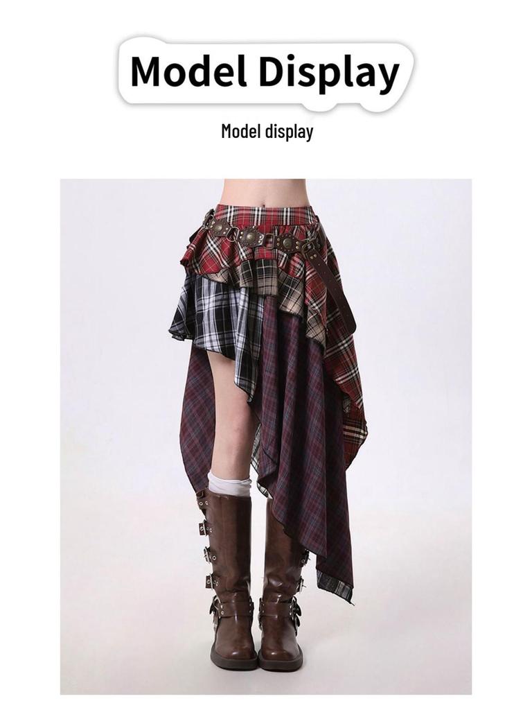 Retro Y2K Plaid Pleated Mini Skirt - High Waist, Sporty Style, Spring/Summer Fashion for Women