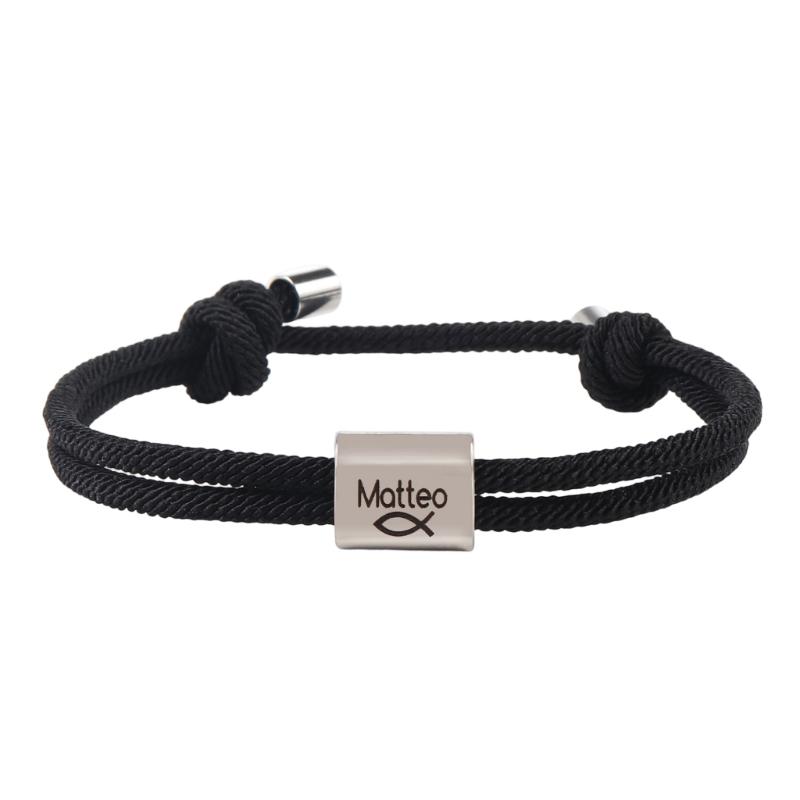 

Braided Cord Christian Bracelet Boys Baptism Gift Adjustable Design Wrist Chain For Communion Confirmation
