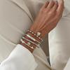 4-piece/set Fashion Imitation Pearl Metal Heart-shaped Pendant Bracelet for Women's Creative Silver Cubic Chain Jewelry