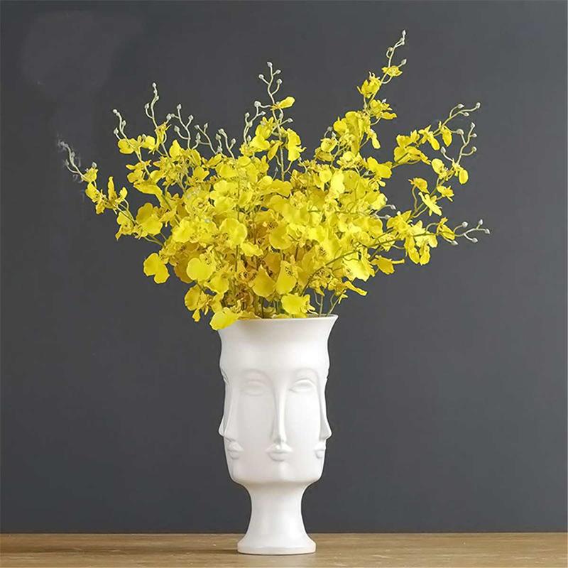 Human Face Modern White Vase Nordic Minimalist Flowerpot Planter For Plant Ceramic Decorative Vase Bonsai Pot Flower Ornament