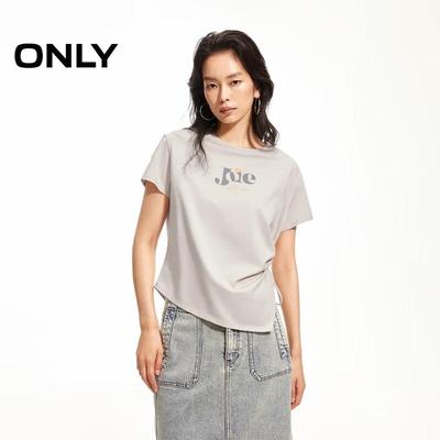 Women's Letter Print Drawstring Side T-shirt