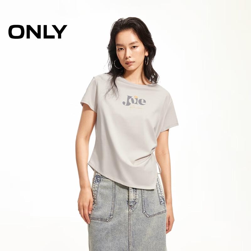 ONLY Women s Letter Print Drawstring Side T-shirt S