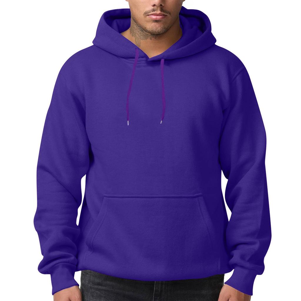 Men's Solid Color Fleece Hoodie Long Sleeve Pocket Loose Hoodie Top