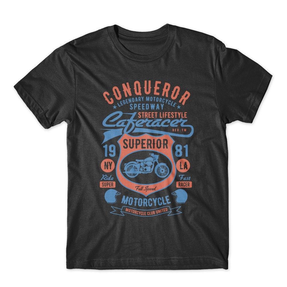 

Conqueror Speedway T-Shirt. Motorcycle Biker 100% Cotton Premium Tee New 4XL