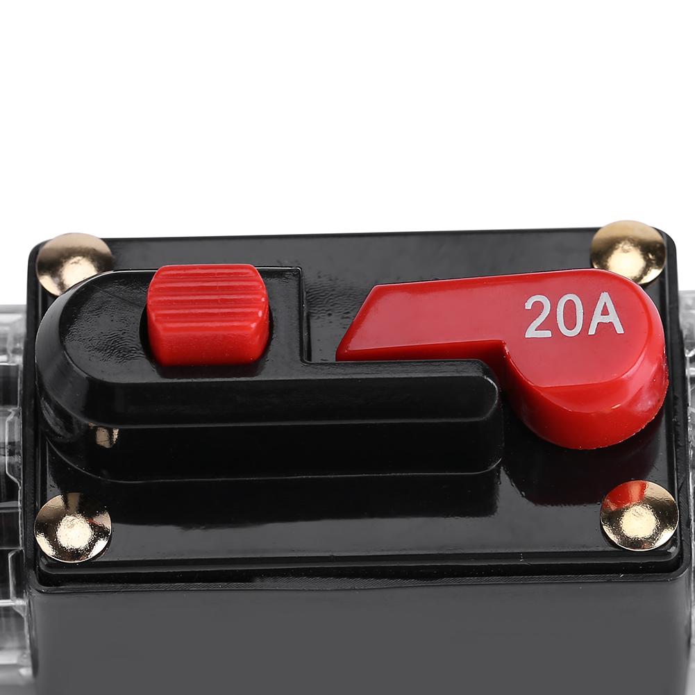 DC12V-24V Car Circuit Breaker Reset Inline Fuse Inverter Audio/Video System Protection (20A)