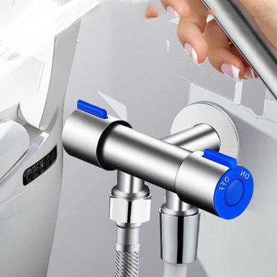 Stainless Steel Dual Control Valve G1/2 Faucet Replacement Fittings Outlet Shut Off Thickened Double Switch Bathroom Accessories