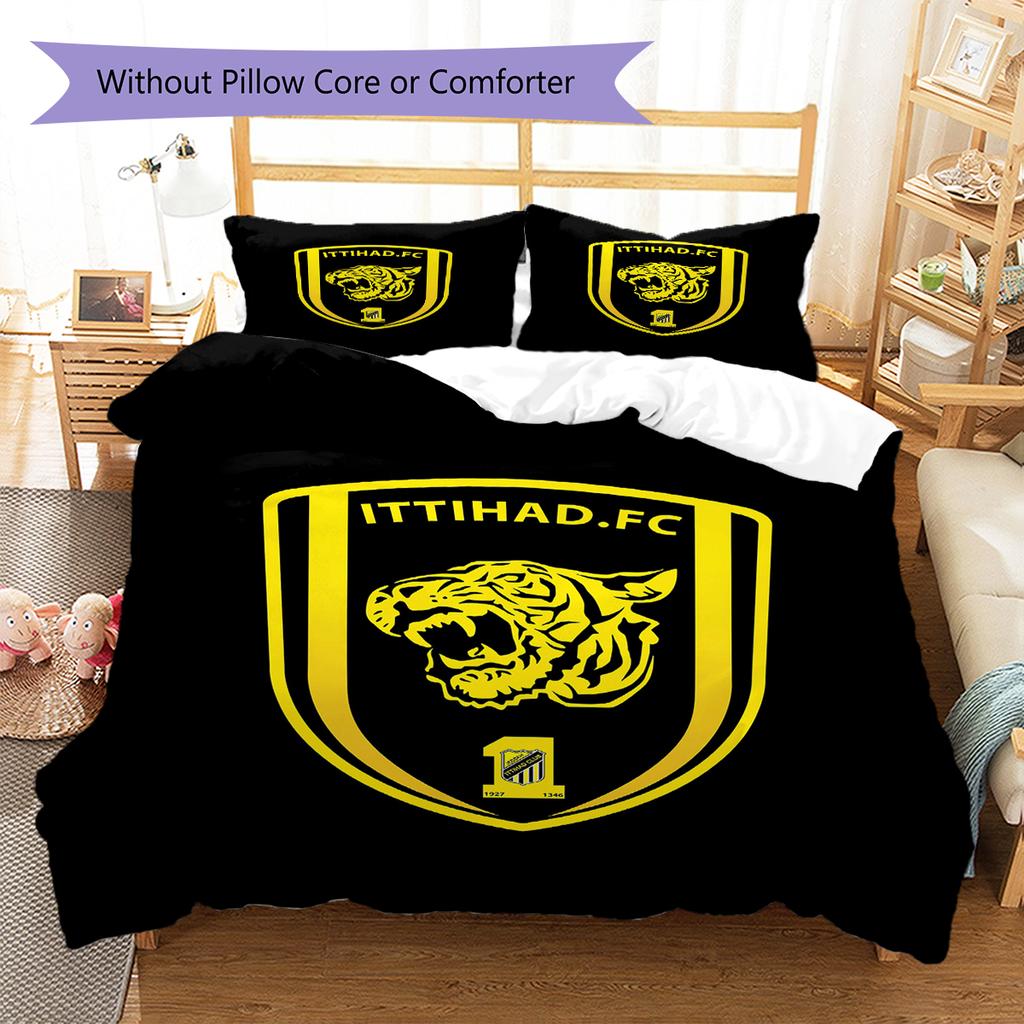 Al-Ittihad Club Pattern Bedding,Quilt Set Quilt Cover Pillowcase Home Birthday Gift (1 * duvet cover + 2 * pillowcase, without core)