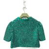 Gucci 653449 XKBTI Glitterx Sequin Silk Lining Collarless Buttonless Jacket M greenUsed