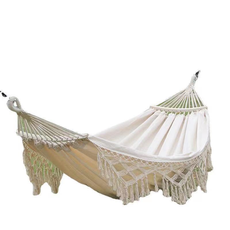 A1R Double Hammock: Anti-Rollover, Thick Canvas, Tassels, Outdoor Camping Swing for Two