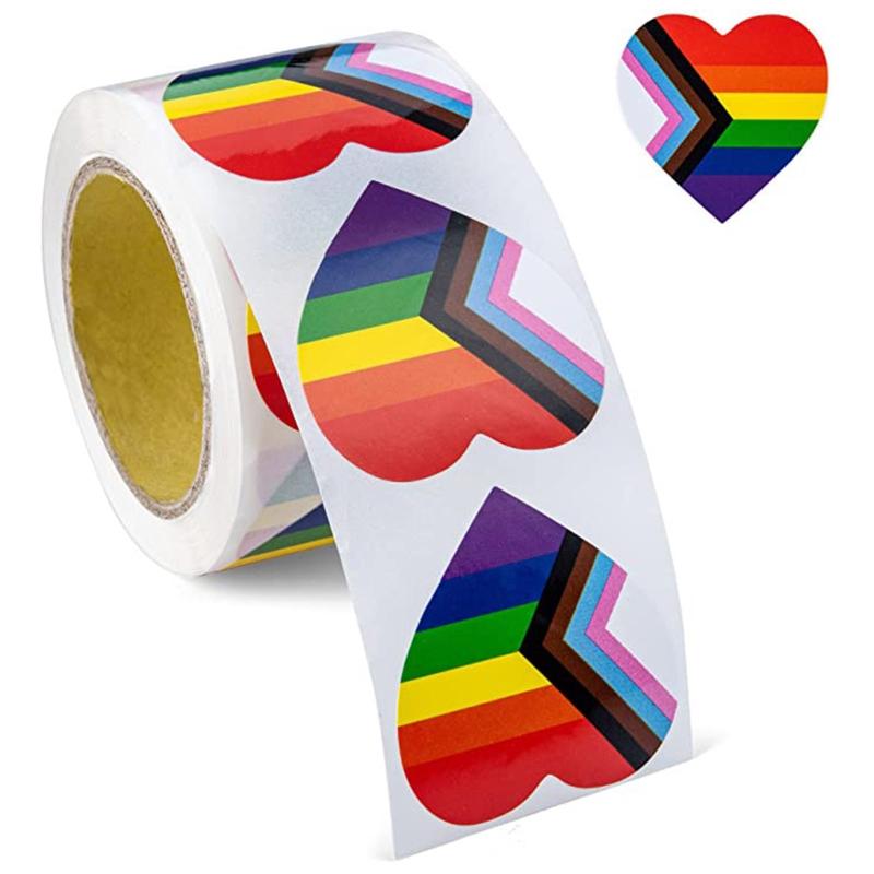 Gay Pride Stickers 500 stuks/Rol Decoratieve Stickers voor Tas Mok Vaas Hart/Vierkante Vorm Regenboog Stickers Speciale Cadeaus
