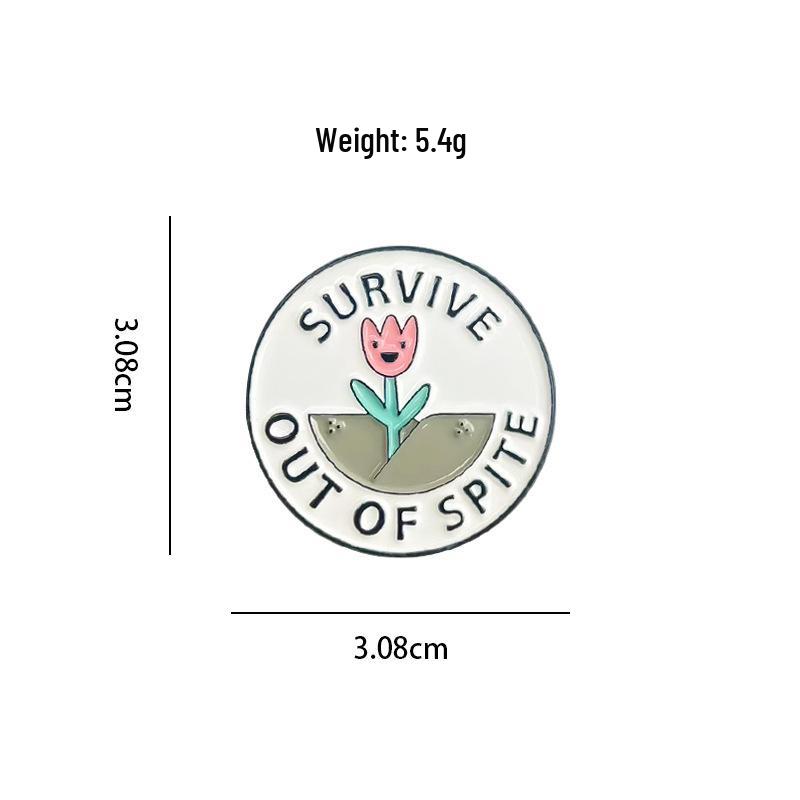 Spilla Smaltata con Motivo Floreale Sorridente - Carino Distintivo Rotondo in Lega Ornamentale