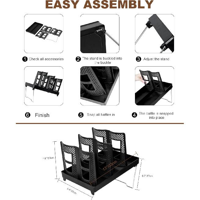 Coffee Cup Holder,Cup and Lid Dispenser with Stand,Disposable Cups Organizer,6 Slots,for Coffee