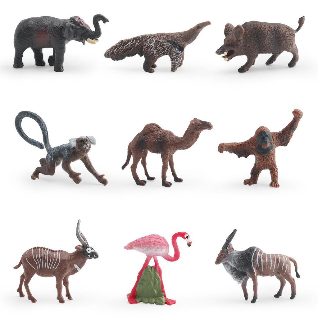 Cross-border Kids' Wildlife Model Figures: Eland, Antelope, Camel, Orangutan, Wild Boar, Anteater, Flamingo