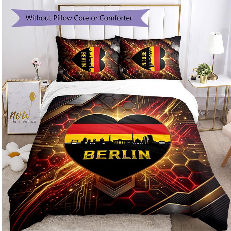 Germany Football Printed Bedding 3 Piece Set Cozy Breathable Bed Cover Set as Housewarming Holiday Gift