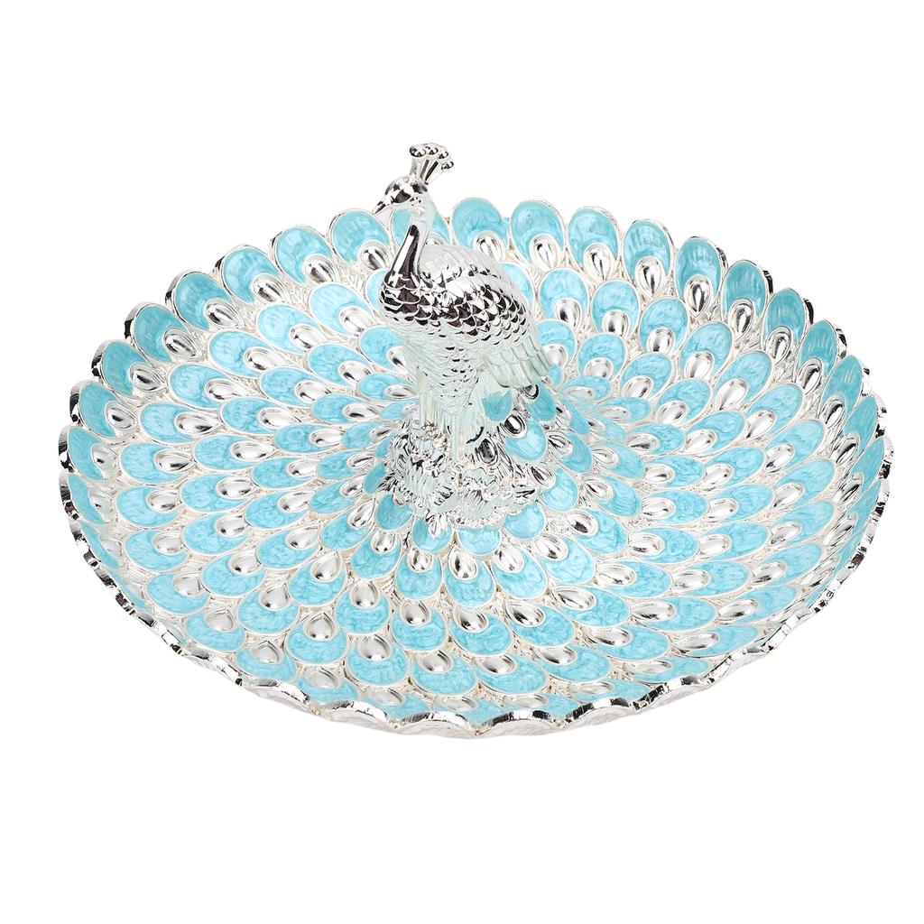 Peacock Fruit Tray Zinc Alloy Metal Peacock Plate for Bread Snacks Cakes   Candies